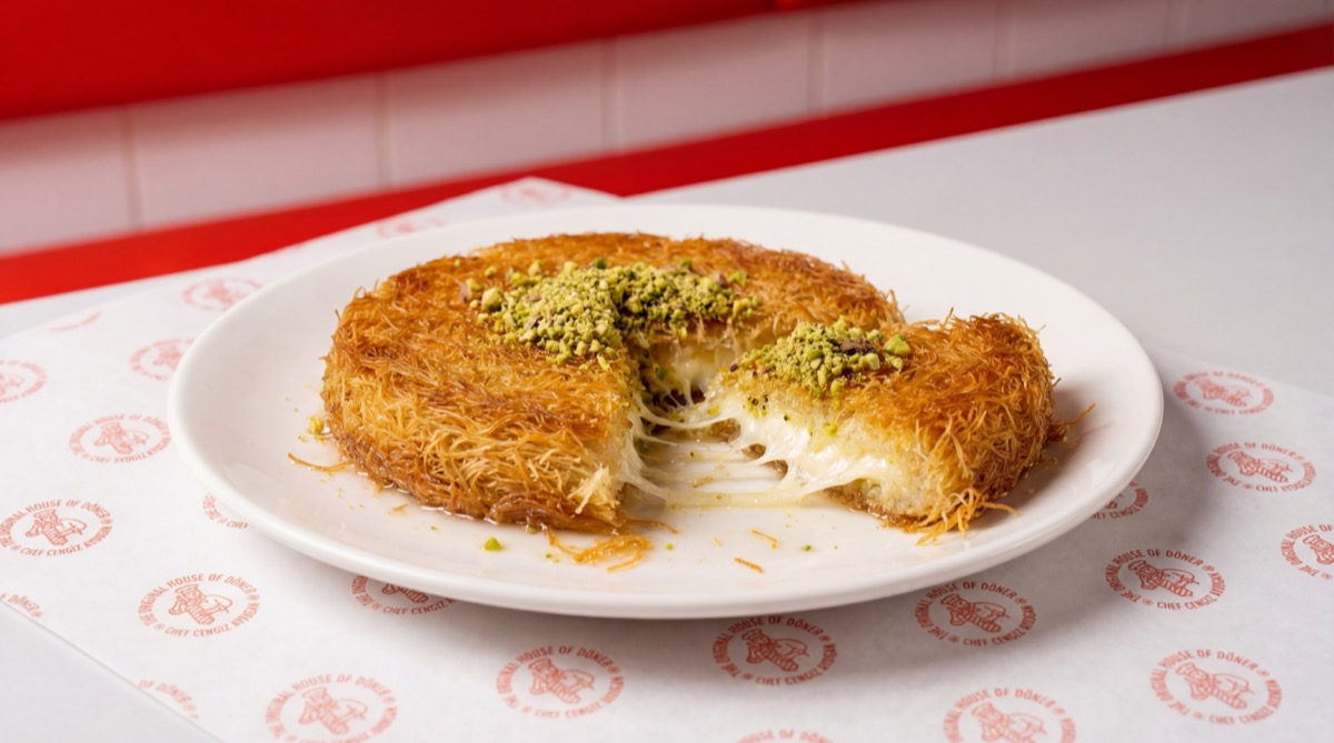 Künefe, warm Turkish cheese dessert with kadayif