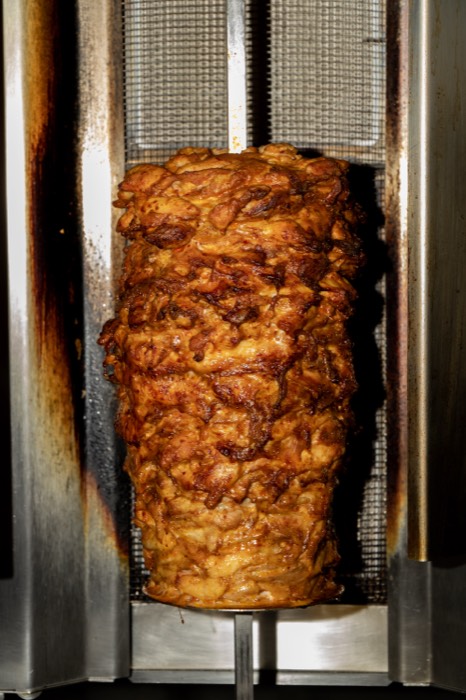 Döner roasting on the vertical spit